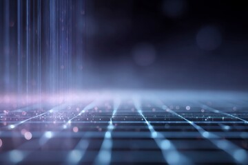 a digital grid with glowing lines representing data flow, depicting the technology behind big data