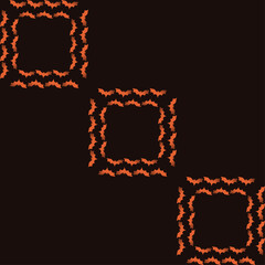 Halloween seamless pattern brown background with orange bats border autumn holiday vector illustration