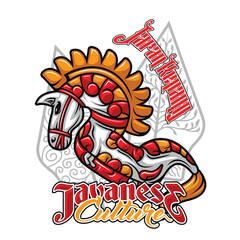 Jaran Kepang Kuda Lumping Traditional Indonesia Javanese Culture Dance Bamboo Horse Equipment Vibrant Bright Red White gold Color