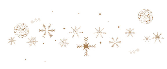 Vector merry christmas greeting card. White seamless snowflake border.