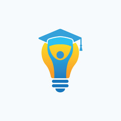 A light bulb with graduation cap logo design