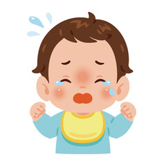 Obraz premium 泣く男の子の赤ちゃん 上半身イラスト／Crying Baby Boy upper body illustration