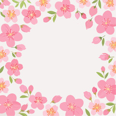 Fototapeta premium 春の桜フレーム（ピンクの花びらとやさしい春の背景）