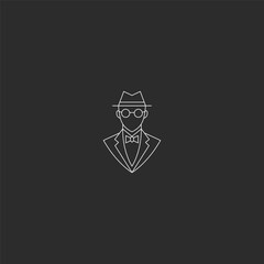Gentle man line art classy vintage portrait logo design.