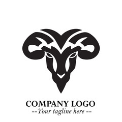 Head of Sheep Logo Symbol in Black on the White Background Minimalist Farm Animal Illustration