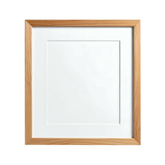 Wooden picture frame with white matting on black background.