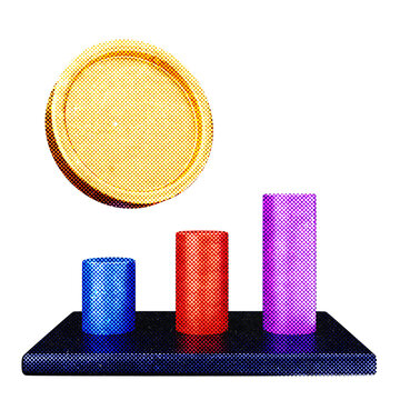 3d trading chart halftone