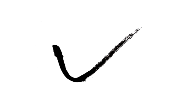 check mark made of black marker isolated on transparent background