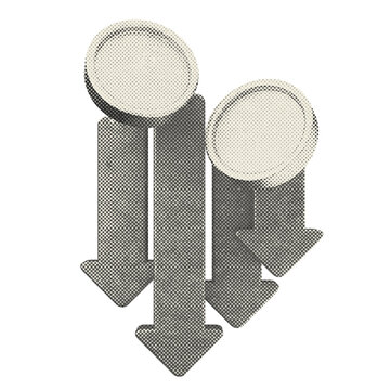 3d trading decrease profit halftone style