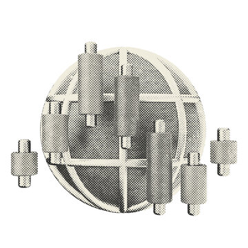 3d trading chart global halftone style