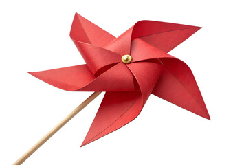 Vibrant Red Paper Pinwheel Windmill Toy: Spinning Summer Fun Craft Icon