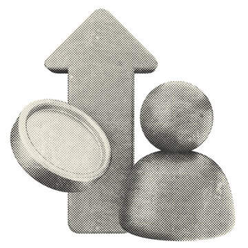 3d trading increase profit halftone style