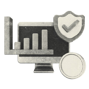 3d trading chart protection halftone style