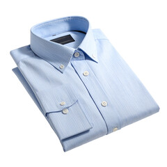 Crisp light blue dress shirt with textured fabric and button-down collar.