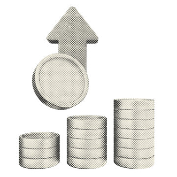 3d trading increase profit halftone style