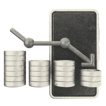 3d trading decrease profit halftone style