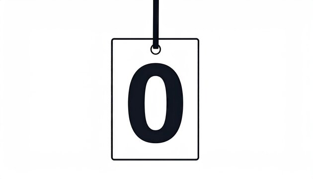 Zero on Tag - Simple Black and White Illustration.