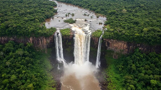 Kaieteur falls, potaro river, guyana, south america, aerial view of the waterfall