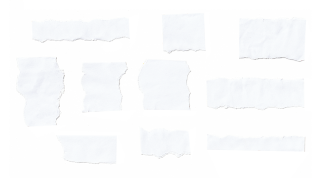  torn paper strips isolated on transparent background