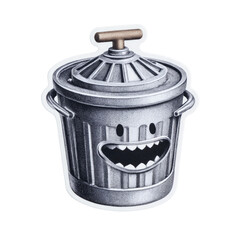 Smiling Retro Trash Bin Character