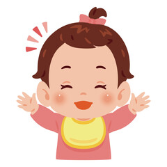 笑顔な女の子の赤ちゃん　上半身イラスト／Smiling Baby Girl　upper body illustration