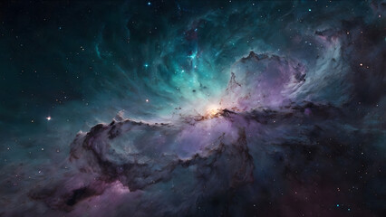 Fototapeta premium Cosmic Tapestry A Stunning Nebula's Interstellar Clouds in the Vast Universe