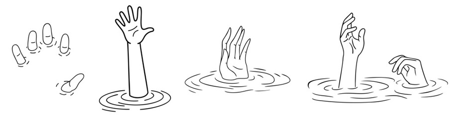 problem, burnout, helpless,  lonely, tired, lost, sinking, overwhelmed. Drowning hands as a metaphor of losing oneself