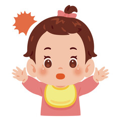 驚く女の子の赤ちゃん　上半身イラスト／Surprised Baby Girl　upper body illustration