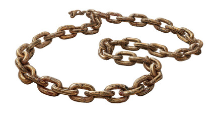 Obraz premium Rusty metal chain looping irregularly against a black background