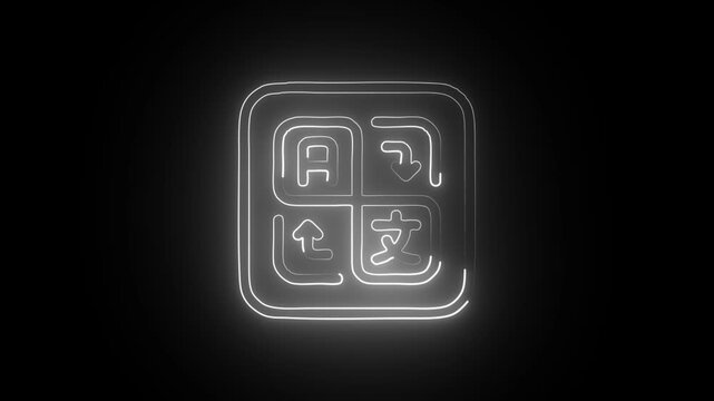 Glowing Neon Language Translation Icon Isolated on Black Background. HD Video Motion Graphic Animation