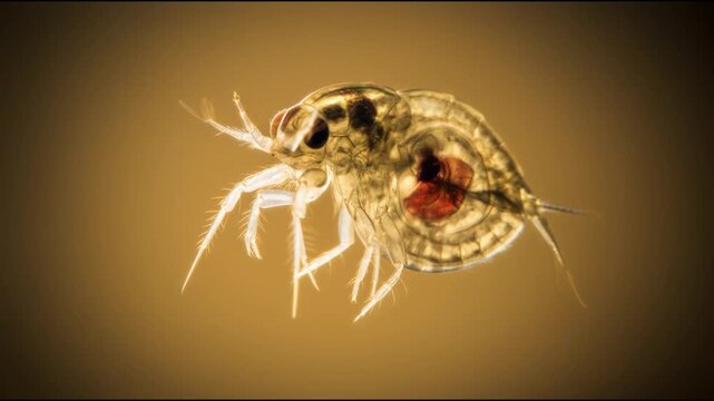 Microscopic View of Daphnia Water Flea Internal Organs and Brood Pouch