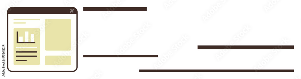 Wall mural web browser window displaying a chart, text, and data layout in muted tones. ideal for analytics, in