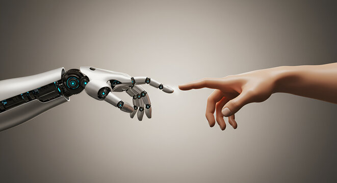 Human and Robot Hands Touching: A Symbolic Representation of Technology and Connection