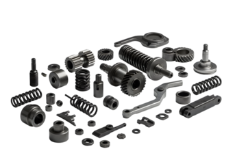 Mechanical Components Array on transparent background
