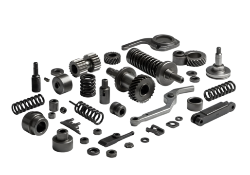 Mechanical Components Array on transparent background