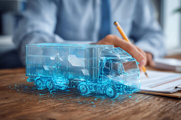 Digital truck model representing logistics and supply chain planning