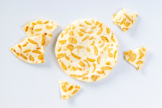 keripik tempe or crispy tempeh chips on a white background, a healthy and delicious snack.