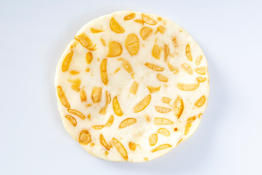 keripik tempe or crispy tempeh chips on a white background, a healthy and delicious snack.