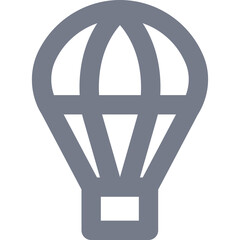 Simple Gray Silhouette Icon of a Hot Air Balloon with a Basket on a Transparent Background Representing Travel and Adventure