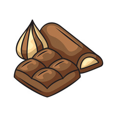Isometric Chocolate Bar and Hazelnut Sweet Treat with Creamy Filling and Smooth Texture Isolated on Transparent Background