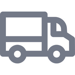 Simple Gray Icon of a Truck on a Transparent Background Representing Logistics and Delivery Services