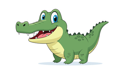 Obraz premium A happy cartoon alligator with its mouth open and drooling slightly.
