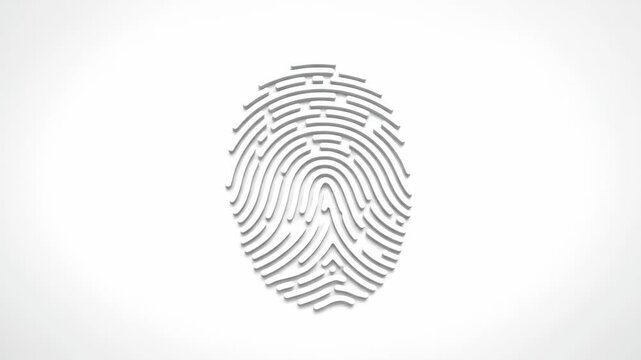 Abstract Fingerprint Design - This video features a stylized fingerprint design composed of intricate, interconnected lines, set against a clean white background.