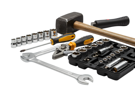 Essential Hand Tool Collection on transparent background