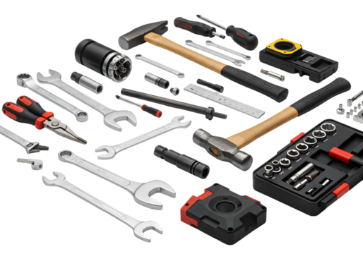 Hand Tool Assortment on transparent background