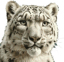Cute Snow Leopard Cub Illustration with Blue Eyes