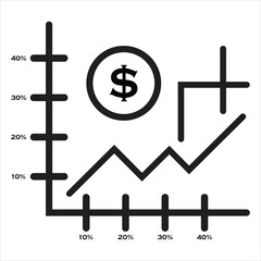 Business growth financial chart with dollar symbol for investment and earnings analysis