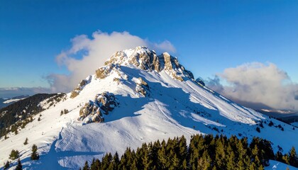 Snowy Alpine Peak under Clear Blue Sky