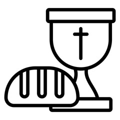 Bread and Wine Vector Line Icon Design