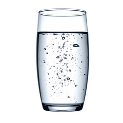 Clear glass filled with refreshing water and tiny bubbles.